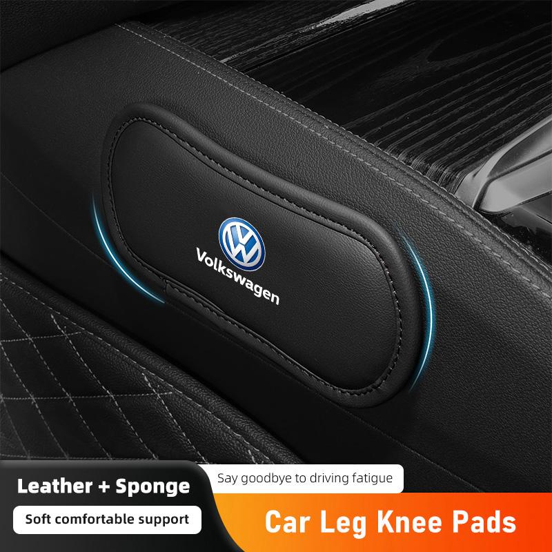 SLZPW1 Car Interior Leg Cushion Knee Pad Leather Soft Mats Accessories For VW Atlas Jetta Touareg Variant Golf Polo GTI Taos Nivus CC