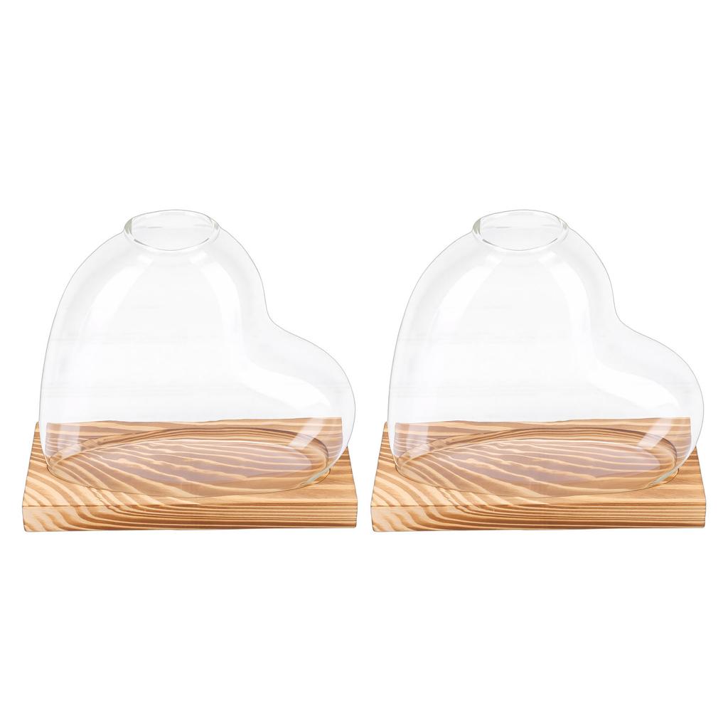 2PCS Propagation Vases Heart Shaped Glass Desktop Planter Plant Propagation Station for Small Hydroponic Plants Home