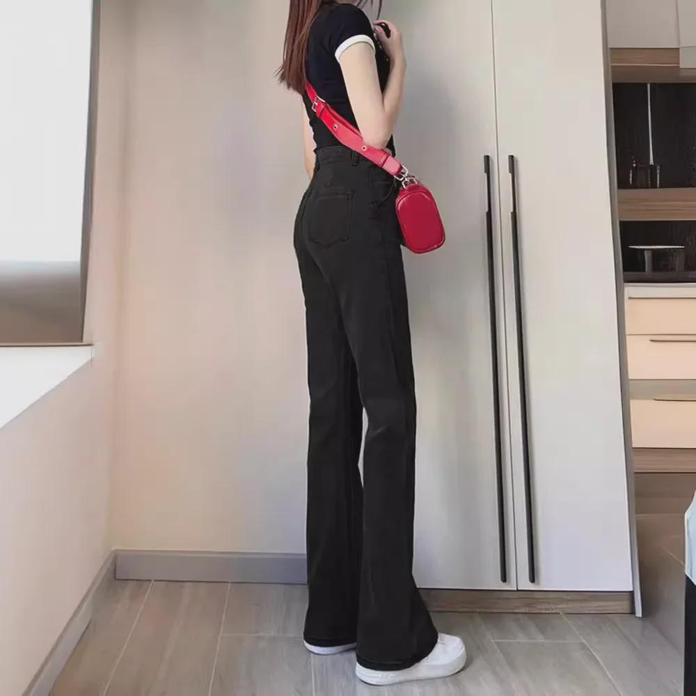 2024 Spring & Autumn Women's High-Waist Flared Jeans: Slimming, Elastic, Perfect for Pear Shapes