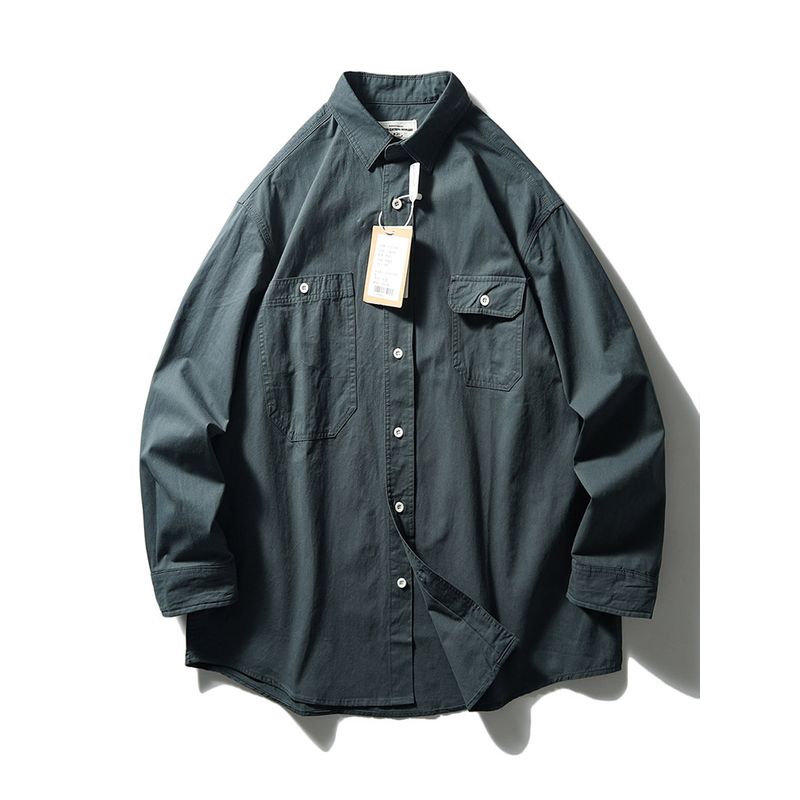 American Retro Workwear Shirt Men Long Sleeves Spring & Fall Profile Outwear Export Export Men's Clothing Loose Casual Shirt