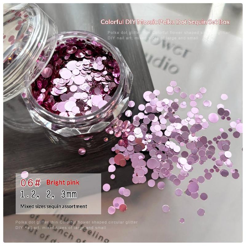 Colorful Sparkling Mini Round Nail Glitter Sequins Wave Point Design Nail Charms Manicure Decor Accessories Nail Art Supplies