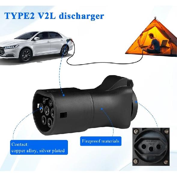 TYPE2 V2L Discharger adapter type 2 EV Adapter for MG BYD ZEEKR Geely EX5 Jaecoo7 Omoda 9 V2L Vehicle to Load Type 2 Brazil Plug