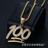 Hot-selling Hip Hop Jewelry Stainless Steel Gold-plated Diamond-studded 100 Pendant Necklace