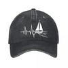 Vintage Baseball Cap Sailboat ECG Casual New Vintage Washed Cotton Baseball Cap Parent Kids Sun Hats