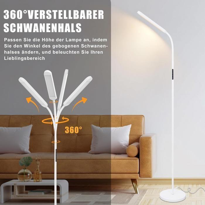 Lampadaire - NETTLIFE - Lampadaire LED 11W - Dimmable - 3000–6500K réglable - 360° rotatif