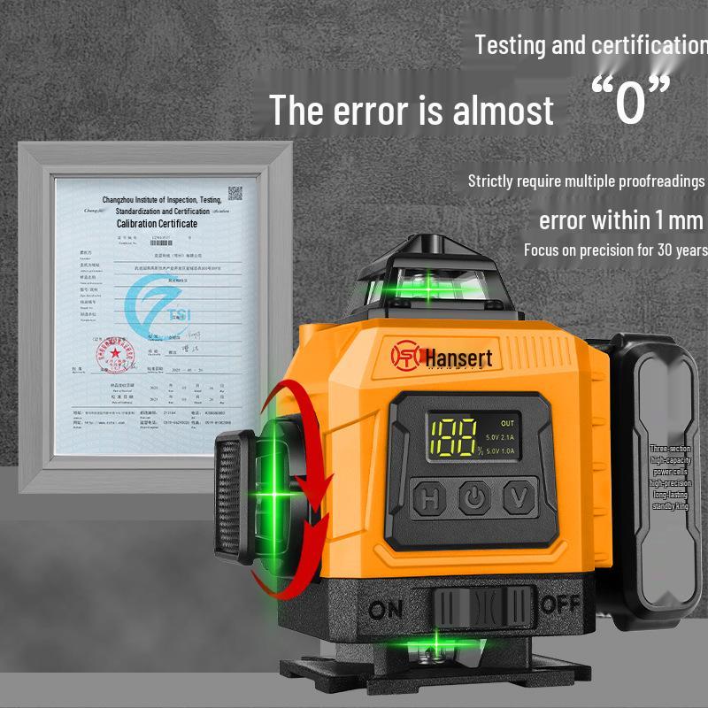 16-line High Precision Green Laser Level with Automatic Leveling for Indoor/Outdoor Use