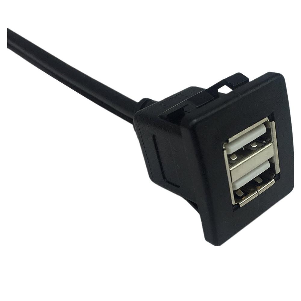 USB 2.0 Dual Male To Female Car Dashboard Flush/Mount/Socket Extension Cable 1M