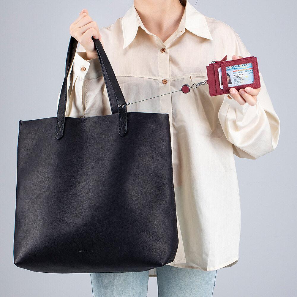 New Japanese ID Card Cover Made of Genuine Leather Easy Pull Buckle Card Bag Multi Functional Neck Hanging ID Card Holder