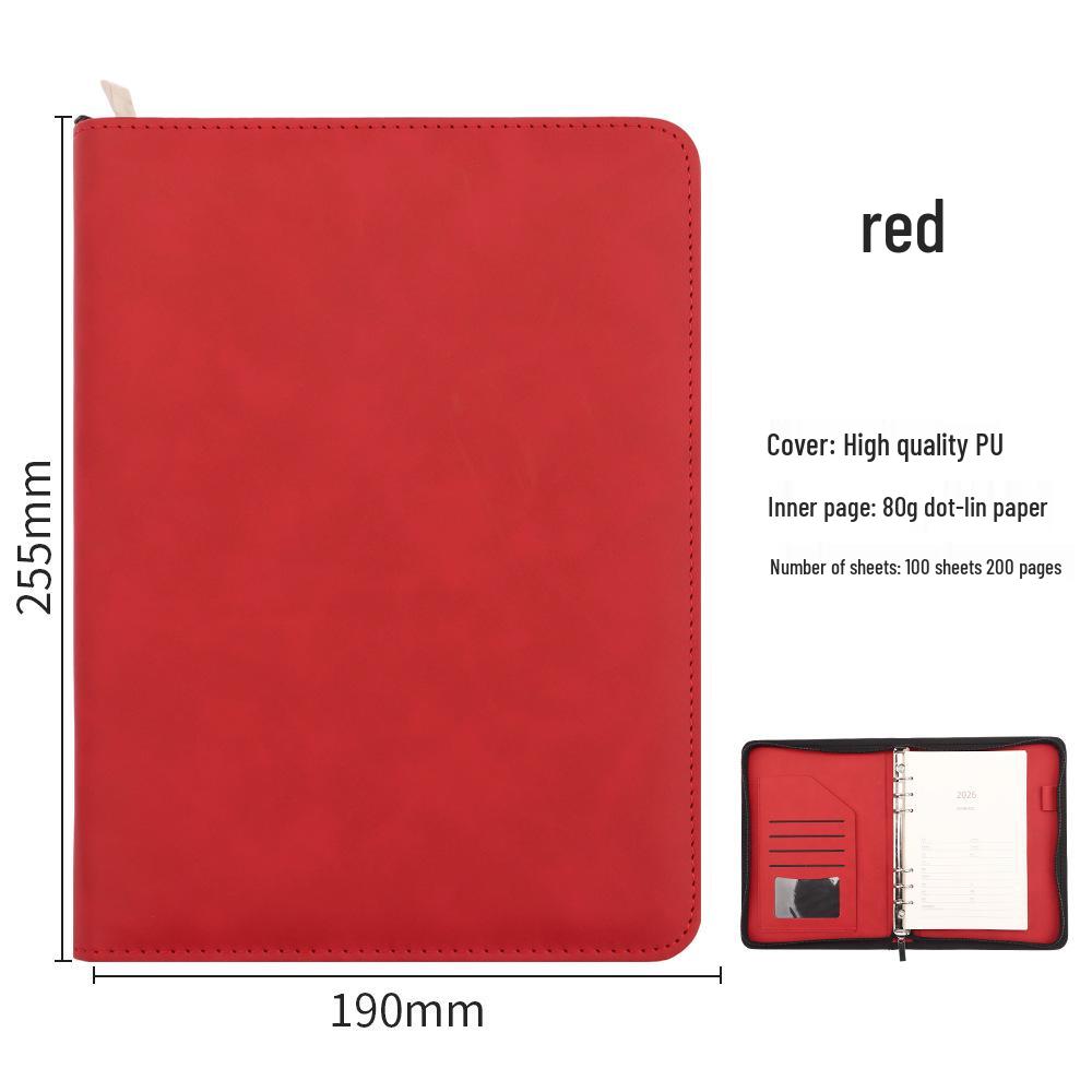 Zippered Multi-Functional Business Notebook & Planner красный