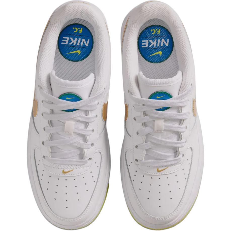 Nike Air Force 1 GS White Soar Sonic Yellow Kids Sneakers Black Metallic-Gold IR3538-100