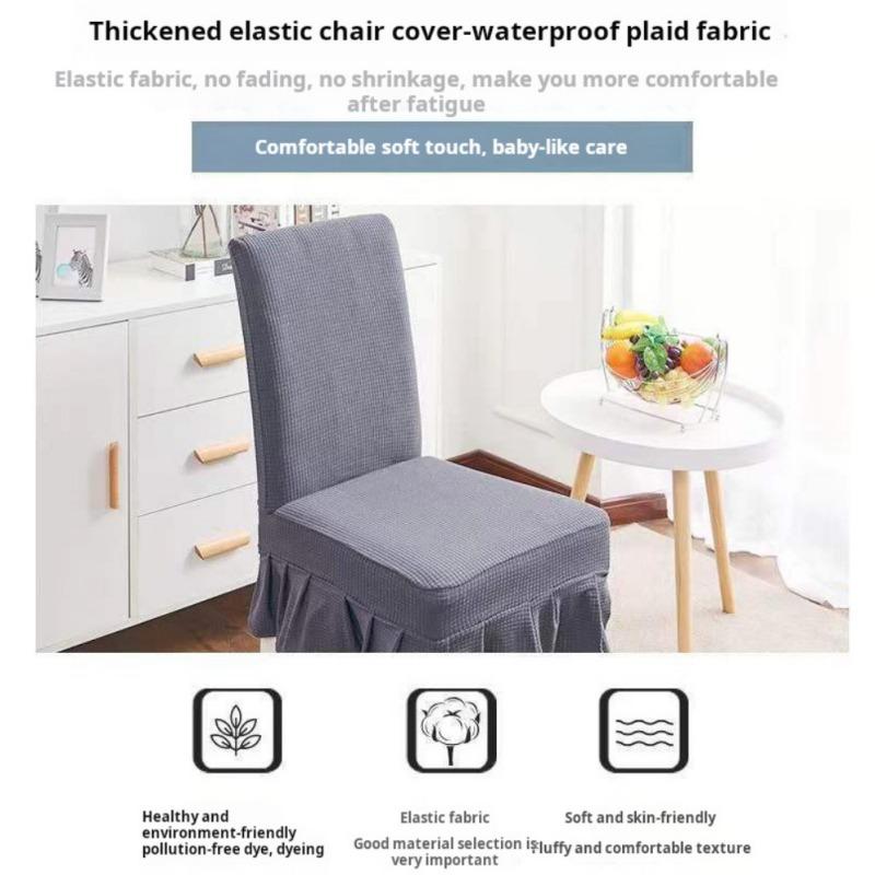 1PC Universal Chair Cover Elastic All-Inclusive Waterproof El Household Table Stool Cover Solid Colour Skirt Chair