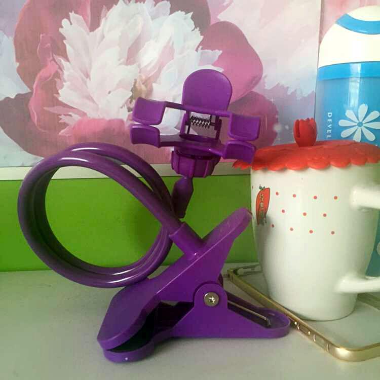 

Универсальный вращающийся держатель телефона на прикроватной тумбочке с двойным зажимом фиолетовый