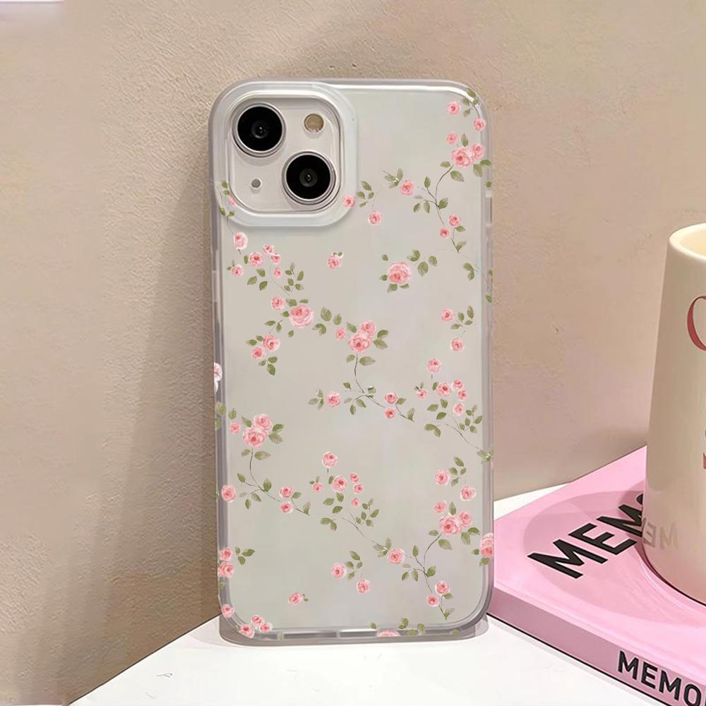 Flowers Matte Transparent Clear Frosted Shockproof phone Case For iPhone 16 15 14 Plus 13 12 11  7 8 Pro X XR Max 7 8 Plus