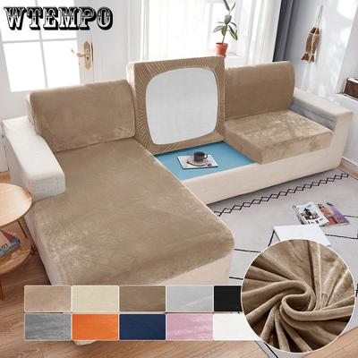 Elasticated Velvet Sofa Seat Cushion Covers Plush Chair Cover Corner Sofa Cover Furniture Seater Sofa Slipcover for Living Room