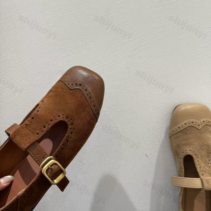 Women Flats Shoes Spring 2026 Retro Leather Shoes Fashion Shallow Round Toe T-shaped Ladies Comfort Ballet Style Mary Jane Shoes