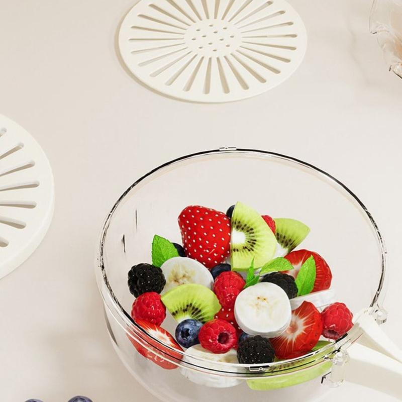 Vegetable Fruit Washing Basket Double-Layer Kitchen Colander Plastic Foldable Handle Rice Strainer Fridge Crisper