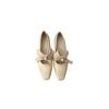 Retro square head single shoes women's thick heels are not tired of feet French high heels women's outer wear socialite style pearl cross belt shoes