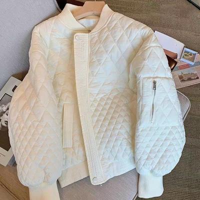 Jaqueta de Beisebol de Inverno Feminina Casaco Curto Acolchoado Roupa Exterior Acolchoada Estilo Aviador Quente Moda Casual