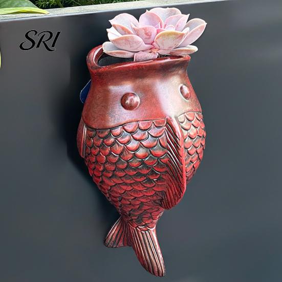 Ivy Wall Planter Fish Shape Mounted Hanging Flower Pot Indoor Outdoor Decorative for Balcony Patio Garden