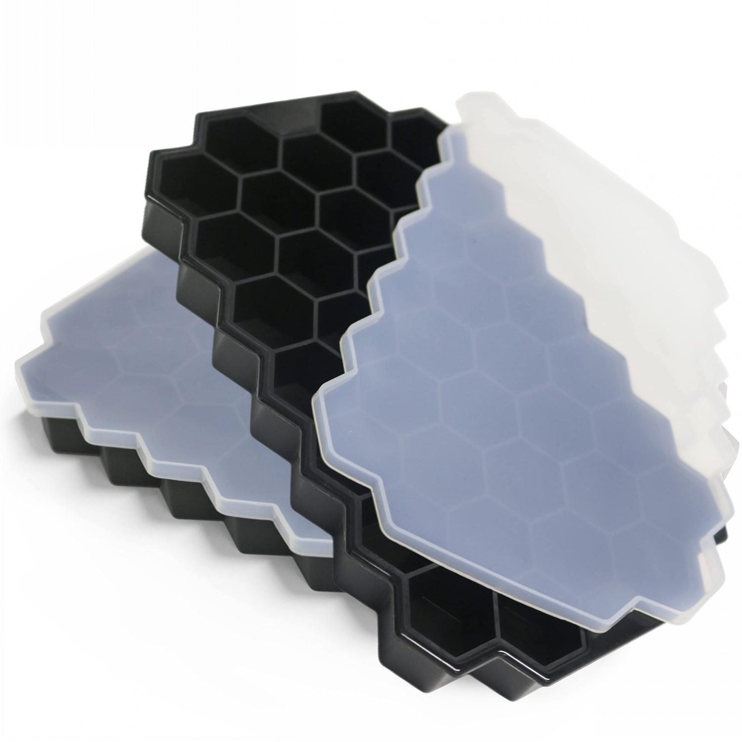 

Ice Cube Trays for Freezer with Lid-Silicone Ice Cube Tray with Lid Ice Maker,Ice Cube Coffee Scoop for Coffee Bar Accessories