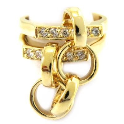 Gold Plated Double Ring 'Menottes' White Gold
