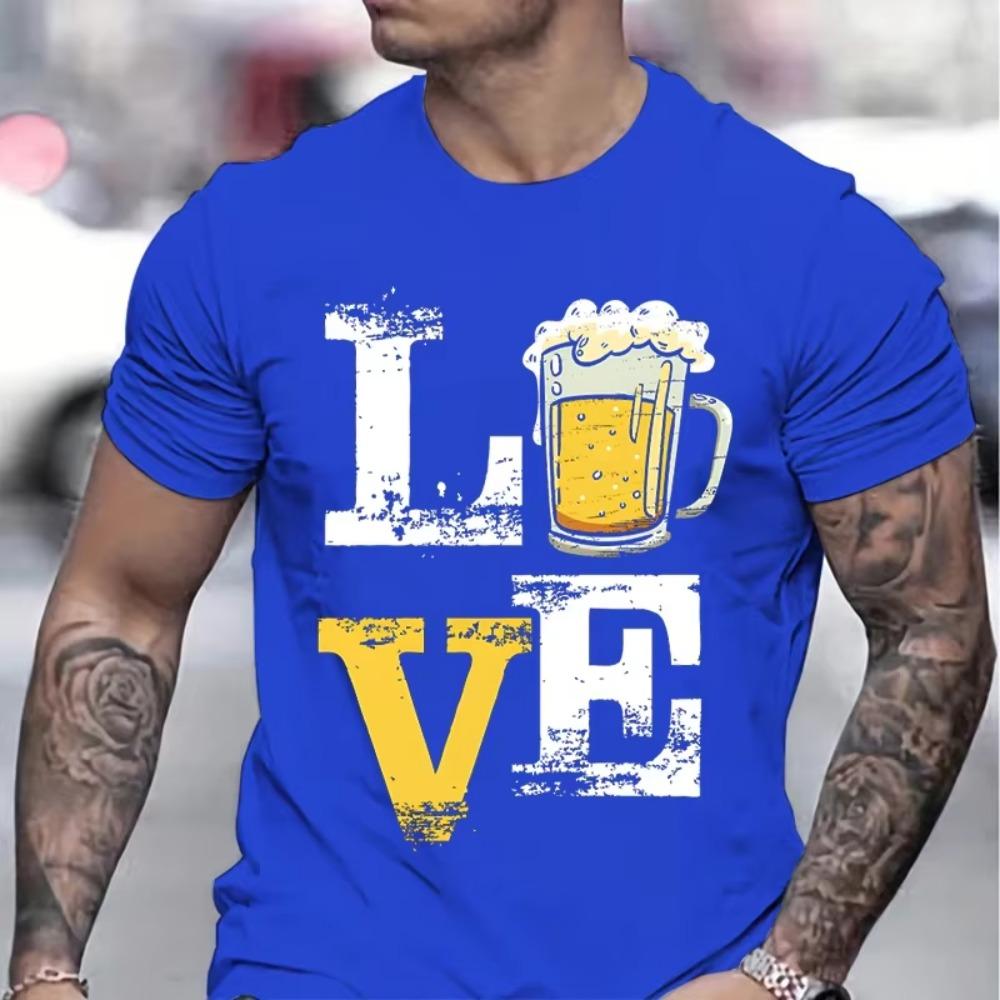 Funny Beer Love Celebration Graphic T-shirt Man Beer Lover Gifts Trendy Tees Funny Vintage Beers Graphic T Shirts Men Casual Top