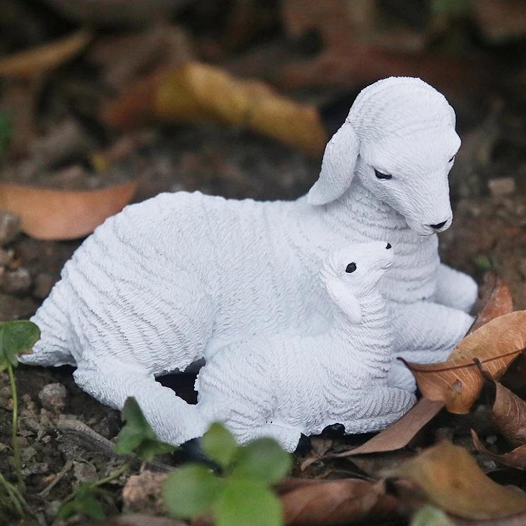Resin Figurine Flower Pot Decor Lamb OrnamentSimulation Decor Mini Animal Models For Farm Yard Artificial Lamb Craft Gifts