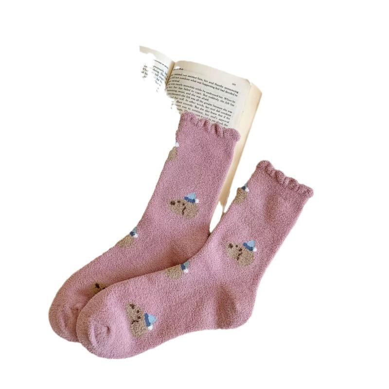 Women's Autumn and Winter Thickened Warm Australian Fleece Mid-calf Socks, Home Floor Socks, Pile Socks, Trendy Cake Socks