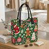  Christmas Printed Large Tote Bag Casual Canvas Shoulder Handbag for Holiday Grocery Shopping Travel Daily Use