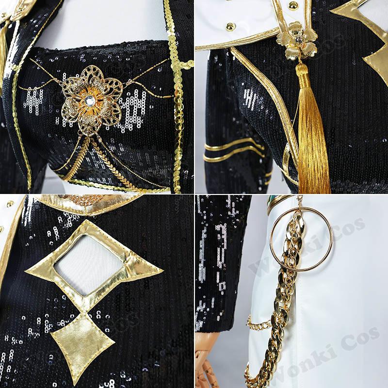 Demon Hunters Rumi Zoey Mira Cosplay Costume Wig Black Stage Performace Suits Kpop Idol Role Play Halloween Carnival Outfits