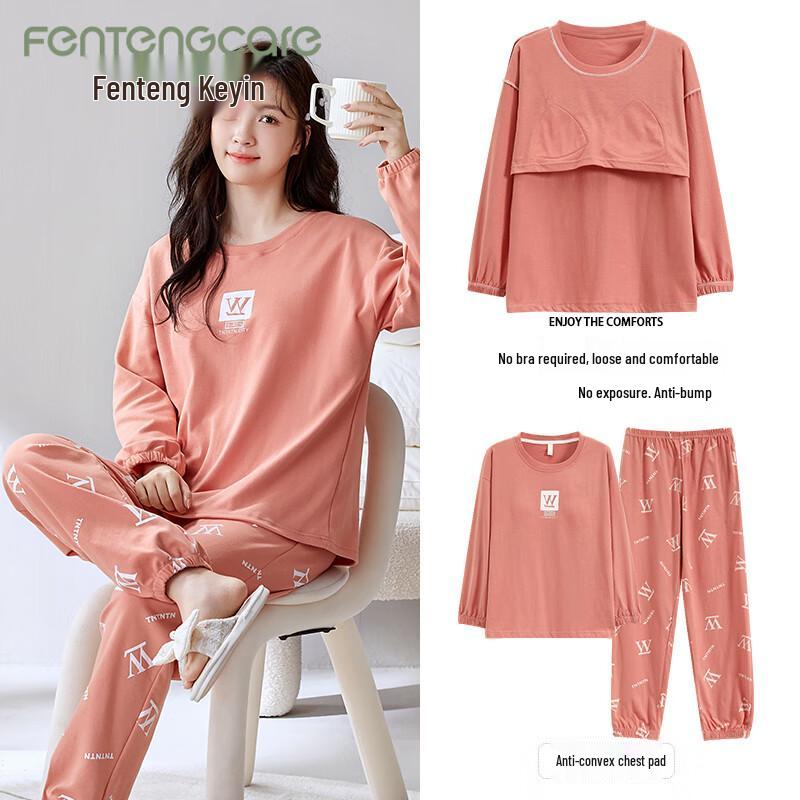 FENTENGCARE Women s Cotton Long Sleeve Pajama Set XL