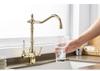 Antique Gold All-Copper 3-in-1 Kitchen Faucet: Hot/Cold Water for Sink & Vegetable Wash Basin, Splash-Proof Design