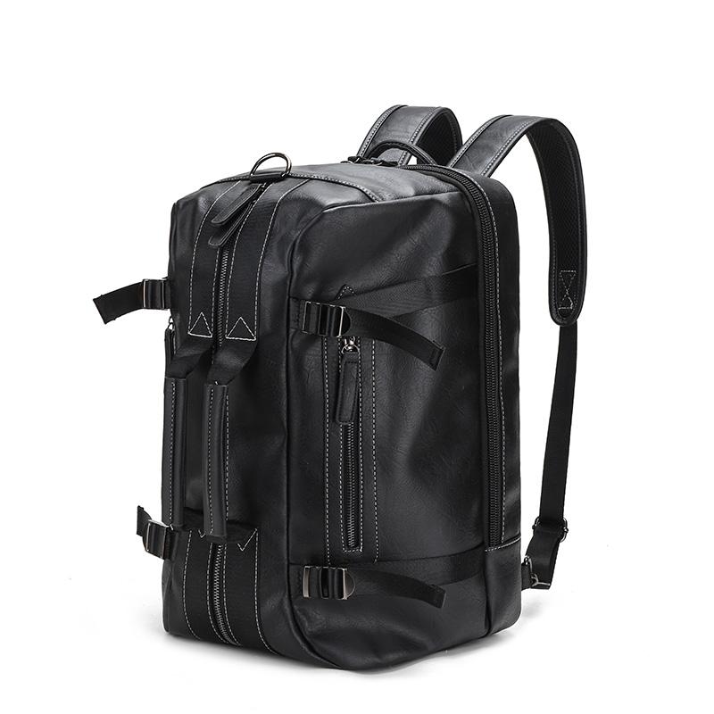 

Fashion High Quality Solid PU Backpacks Large Capacity Sense of Luxury Multifunctional Durable Men s Travel Bags 2025 Casual New чёрный