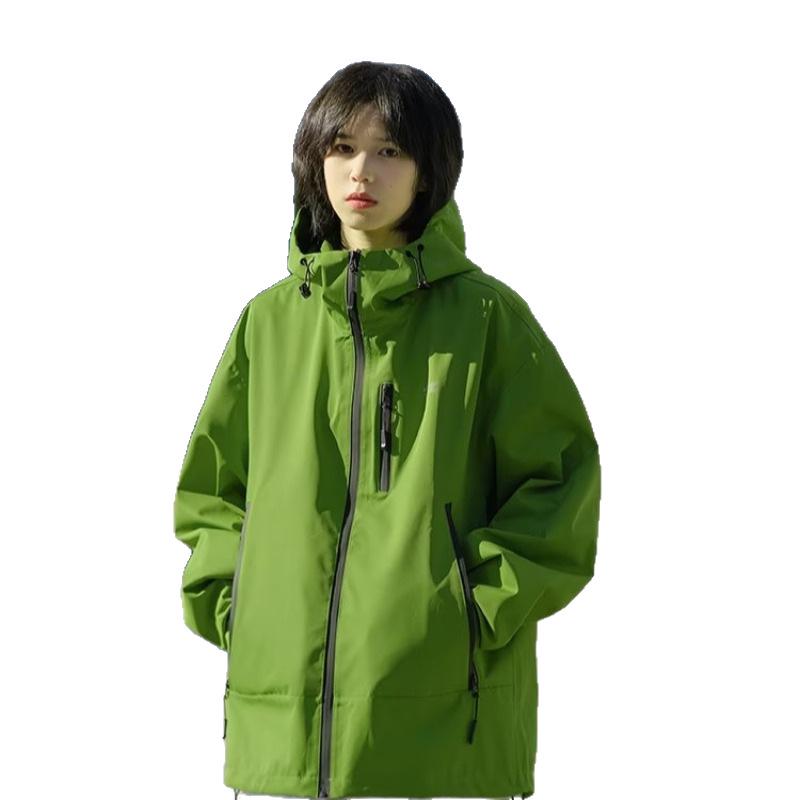 Damska Neutralna Trójodporna Wiatroszczelna Kurtka Górska - Funkcjonalna Jesienna Odzież Wierzchnia w Amerykańskim Stylu