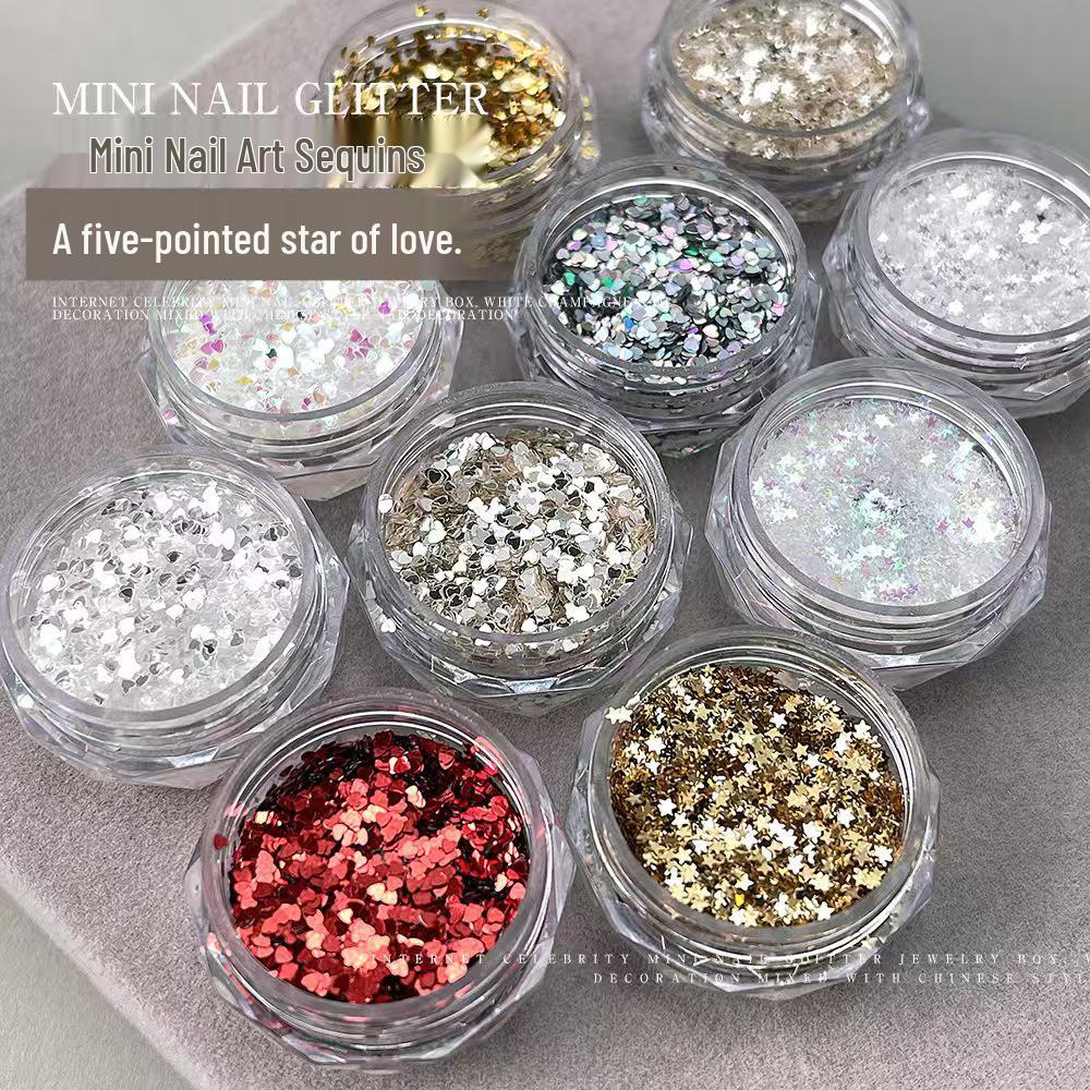 Iridescent Star and Heart Sequin Nail Art Decorations