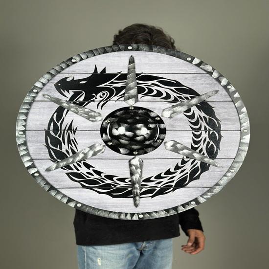 45.72 cm Dragon Shield Authentic Cosplay Battle-worn Wooden Viking Shield Norse Mythology Valhalla Medieval warrior shield Gift