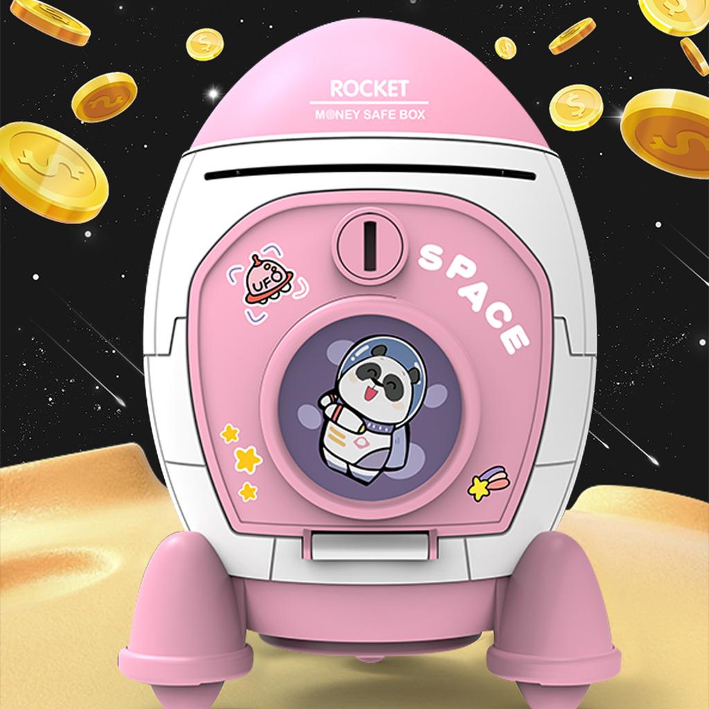 Piggy Bank Toys, Rocket Spacecraft Large Capacity Key Unlocking Puzzle Toy 3 Color could be Chosen, Gifts for 3+ Boys and Girls