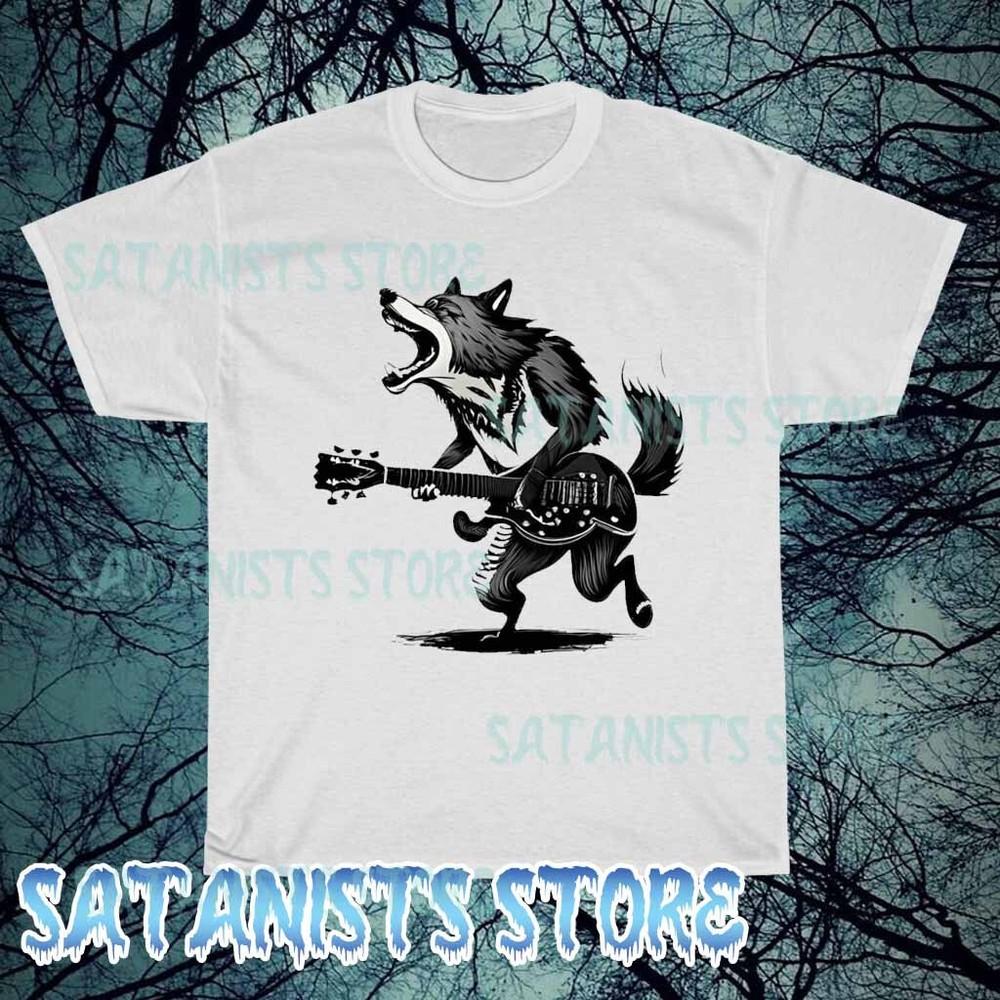 

New Jerry Garcia Wolf Guitar Logo Men#039;s Tshirt funny size S to 5XL Unisex T-Shirt XXXL