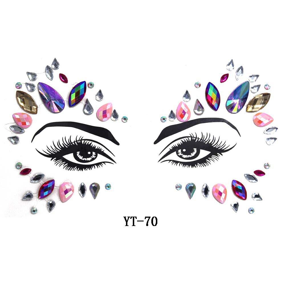 1PC Masquerade Shiny Face Decoration 3D Crystal Sticker Music Festival Trendy Shiny Acrylic Sticker Temporary Tattoo Sticker