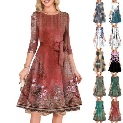 Women's Cocktail Dresses 3/4 Sleeve Vintage Wedding Guest Dress