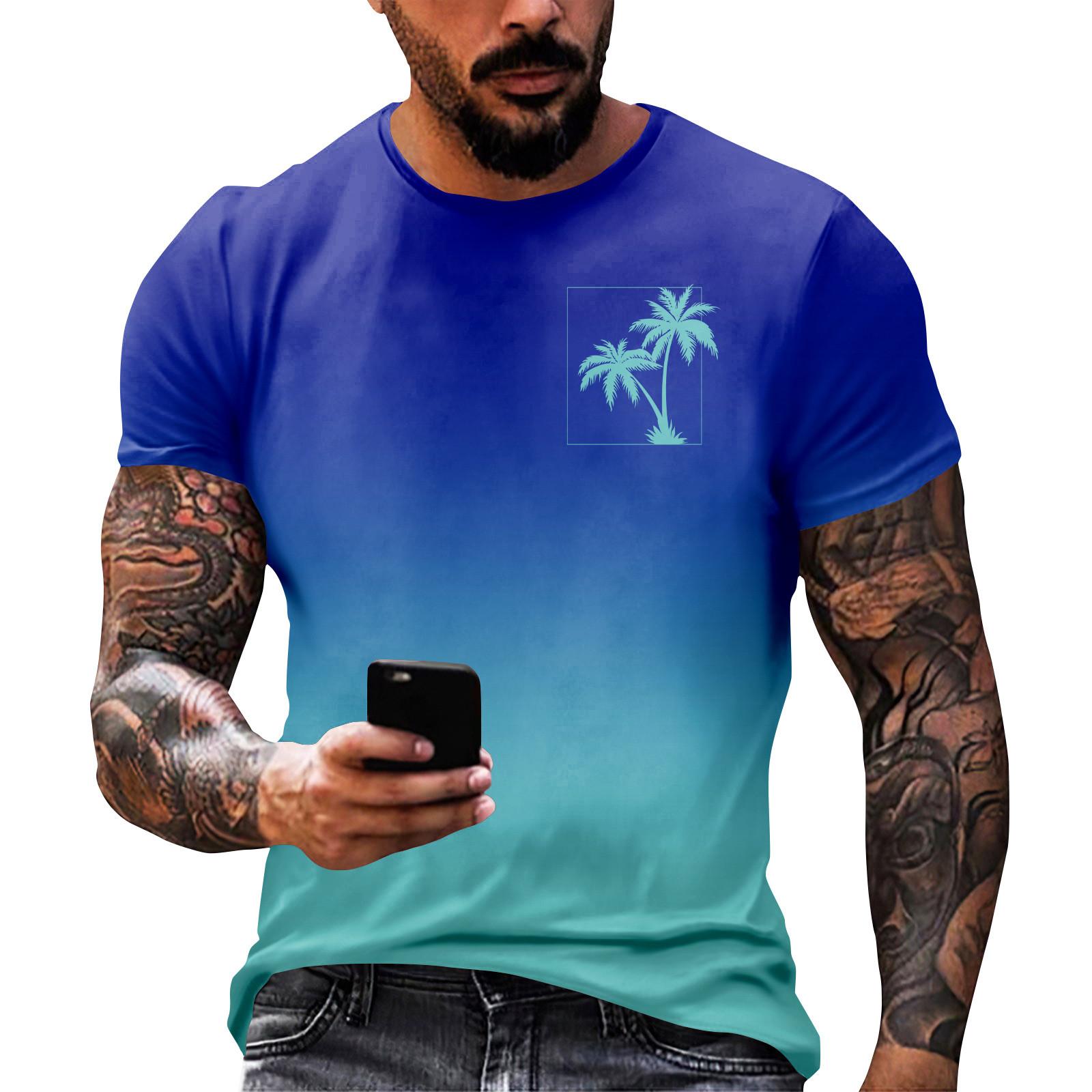 

Гавайский принт - мужская повседневная футболка с круглым вырезом и короткими рукавами XL