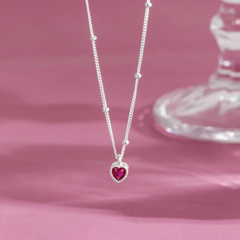 

925 Silver Zircon Heart Interlocking Necklaces For Women Luxury Quality Jewelry Gift Female Items 45cm