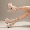 Women Ankle Boots Platform Square High Heel Ladies Short Boots