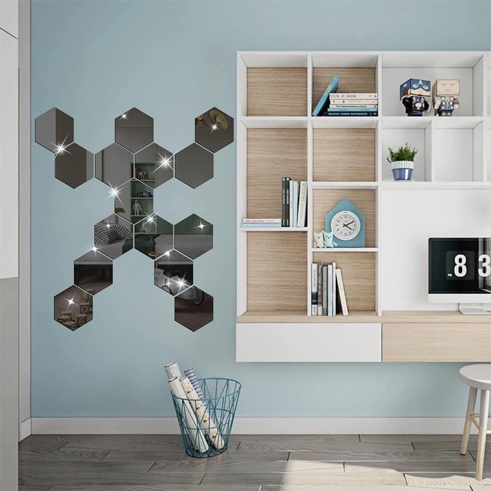 Removable Decals Hexagonal Mirror Mirror Stickers Peel-and-stick