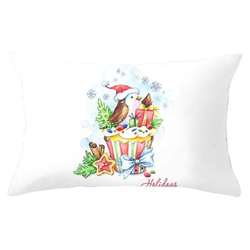 Simple Cartoon Print Series Christmas Waist Pillowcase Peach Skin Printed Pillowcase Home