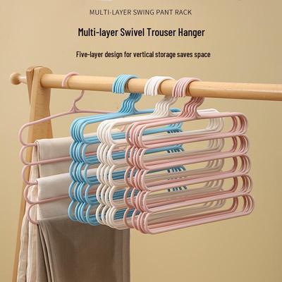 Non-slip 5-Layer Pants and Scarf Hanging Rack - Ideal for Dorms and Homes