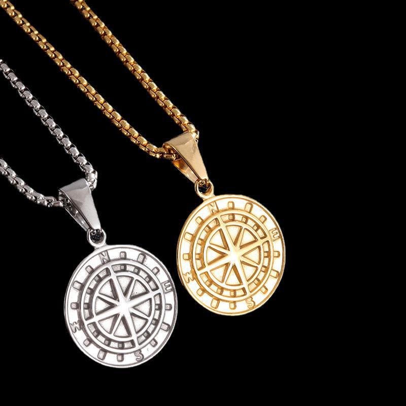 Vintage Starry Sky Compass Stainless Steel Pendant Necklace - Men's High-End Alloy Jewelry