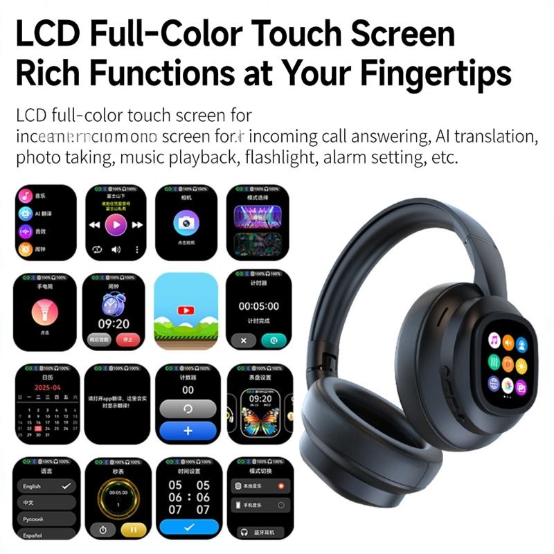 KI-Übersetzung Bluetooth-kompatible Kopfhörer Echtzeit-Anzeige für mehrsprachige Kommunikation Over-Ear-Headsets