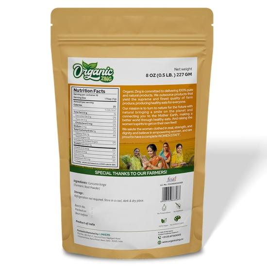 Organic Zing Turmeric Powder | 100% Pure and Turmeric Powder | Rich In Antioxidants| Packed and Produced In India - 227gm