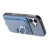 For iPhone 16 Case Ring Kickstand Leather Back Cover with Magnetic Detachable Card Holder